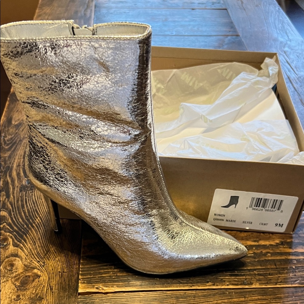 MIA Metallic Silver Heeled Boots